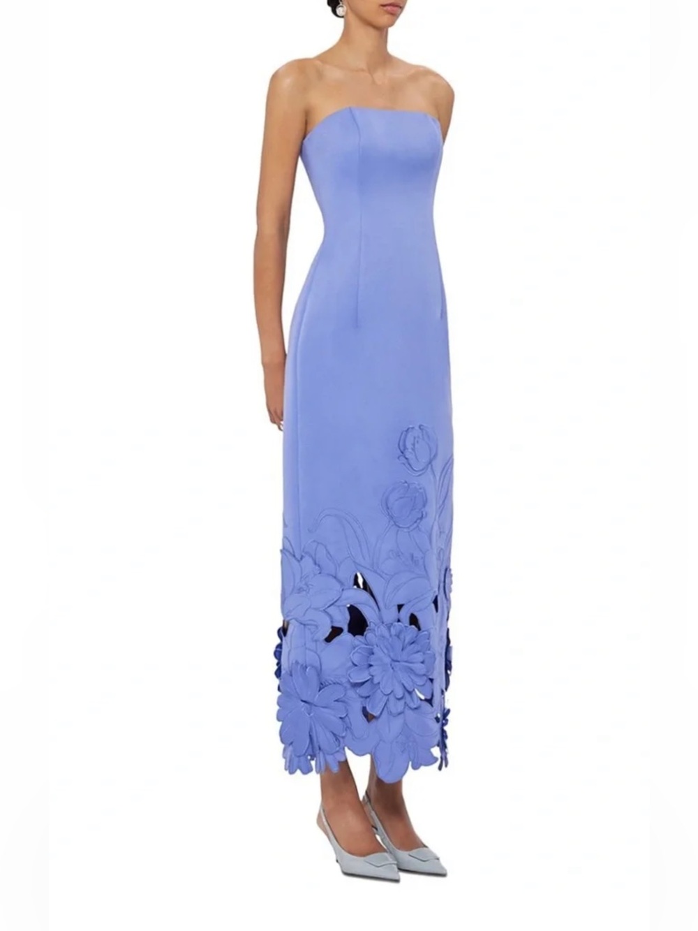 Leo Lin Rayna floral-appliqué satin maxi dress